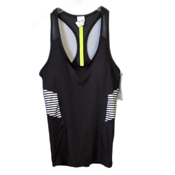C9 Champion Duo Dry Semi Fitted Black White Stripe Padded Racerback Tank L NWT - Picture 1 of 5
